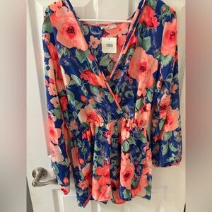 Floral‎ Print Romper - Shorts